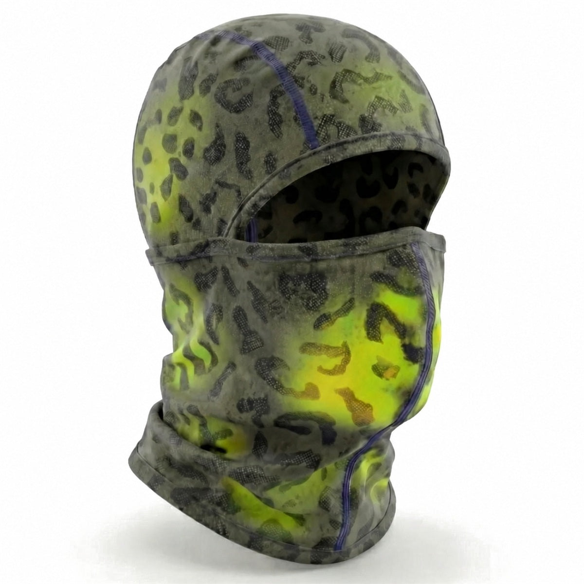 SUBZERO CAMO heat-reactive balaclava in classic camo and light green, front view